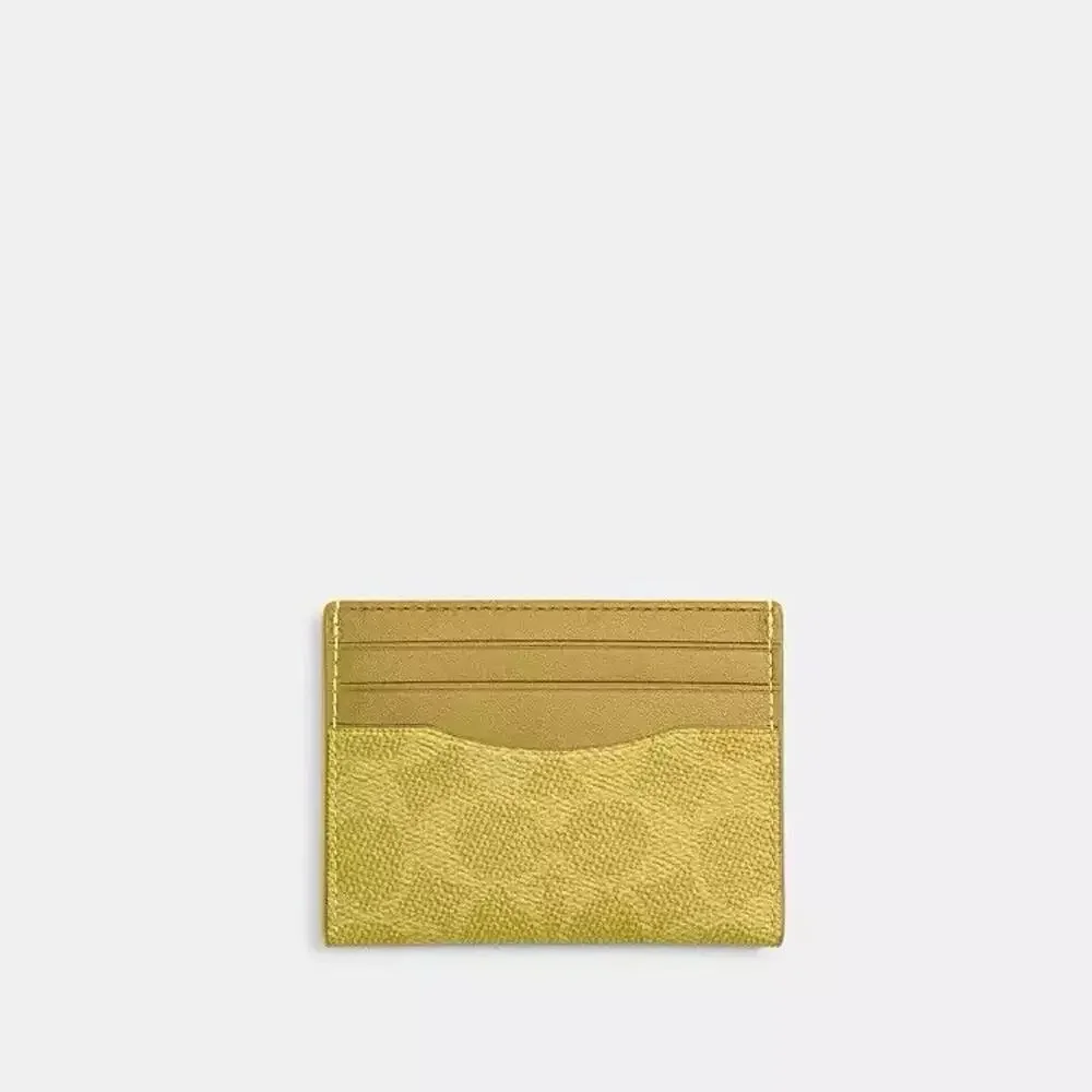 NWT Coach Slim Id Card Case In Signature Canvas CW366 light Citron
